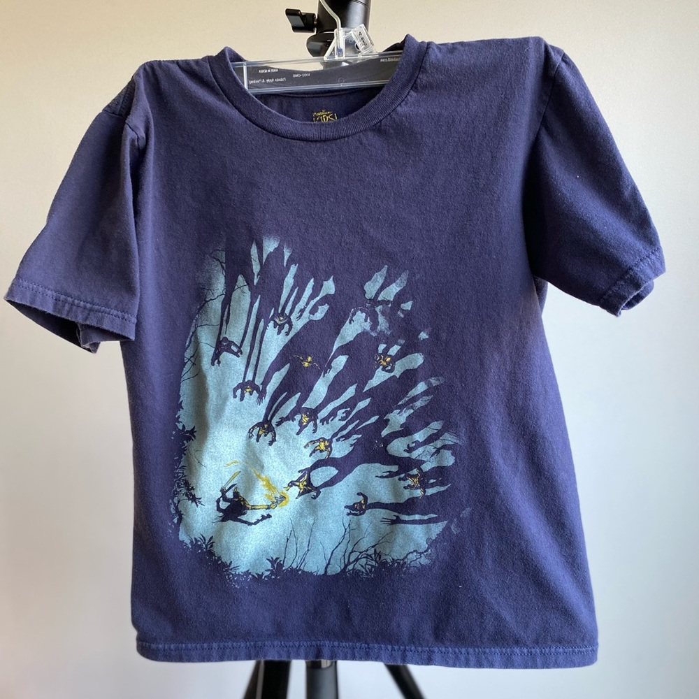 Threadless Navy blue t-shirt titled "Zombie Shadows"